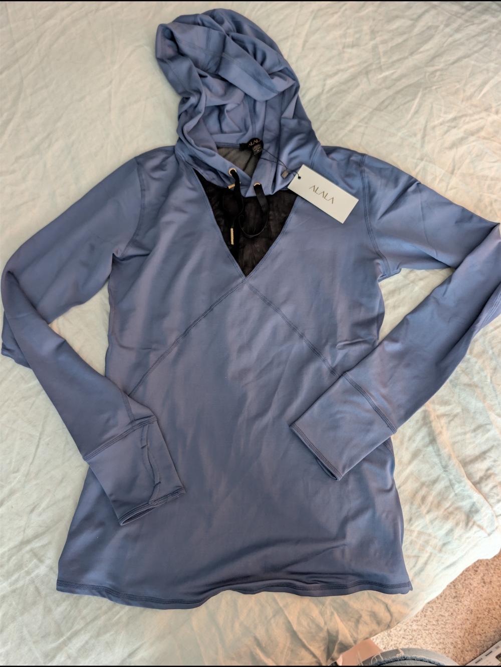 ALALA NWT Indigo Flyweight Mesh Pullover Hoodie Tee Size Medium